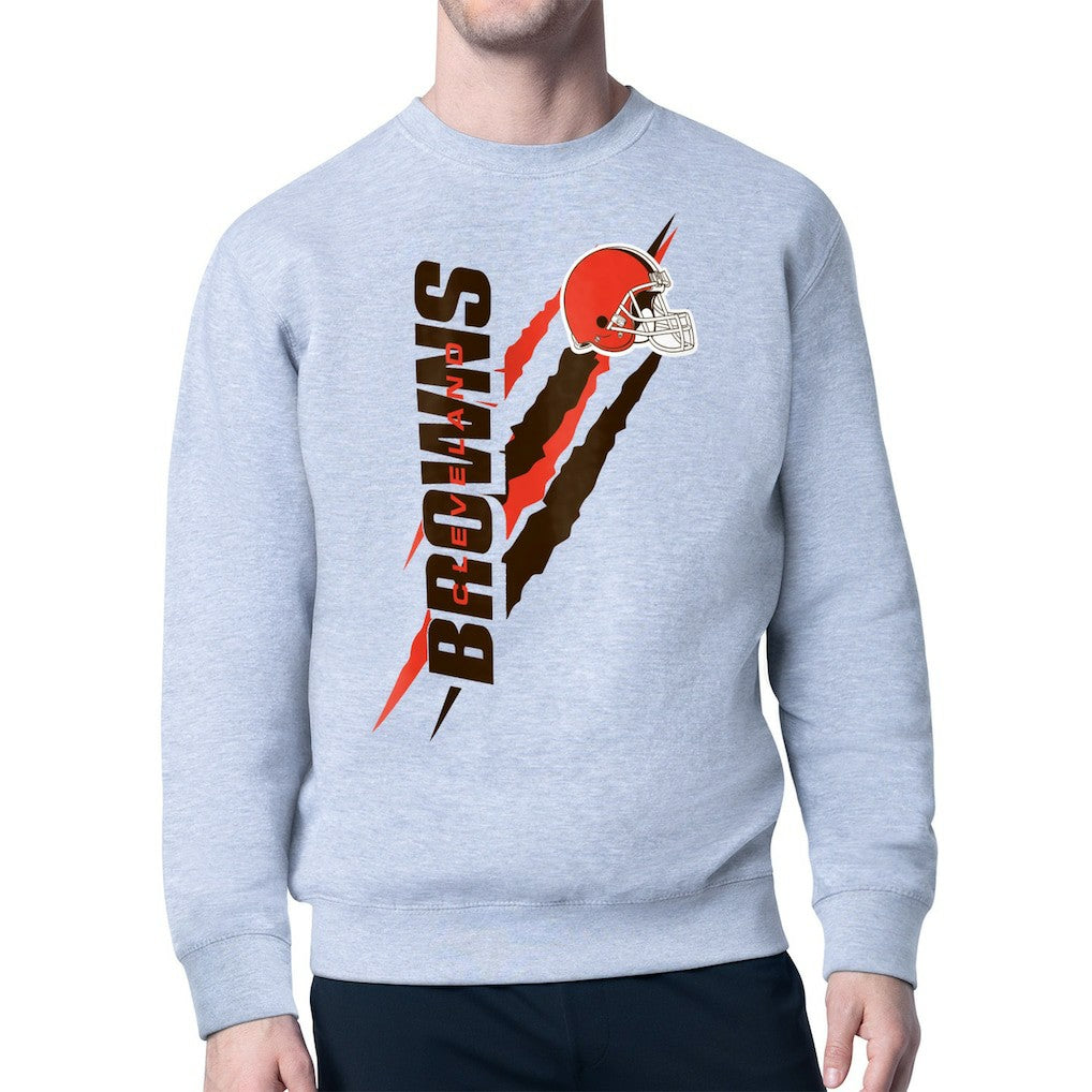 Cleveland Browns Starter Color Scratch Team Graphic Fleece Pullover Sweatshirt Heather Gray | NFL