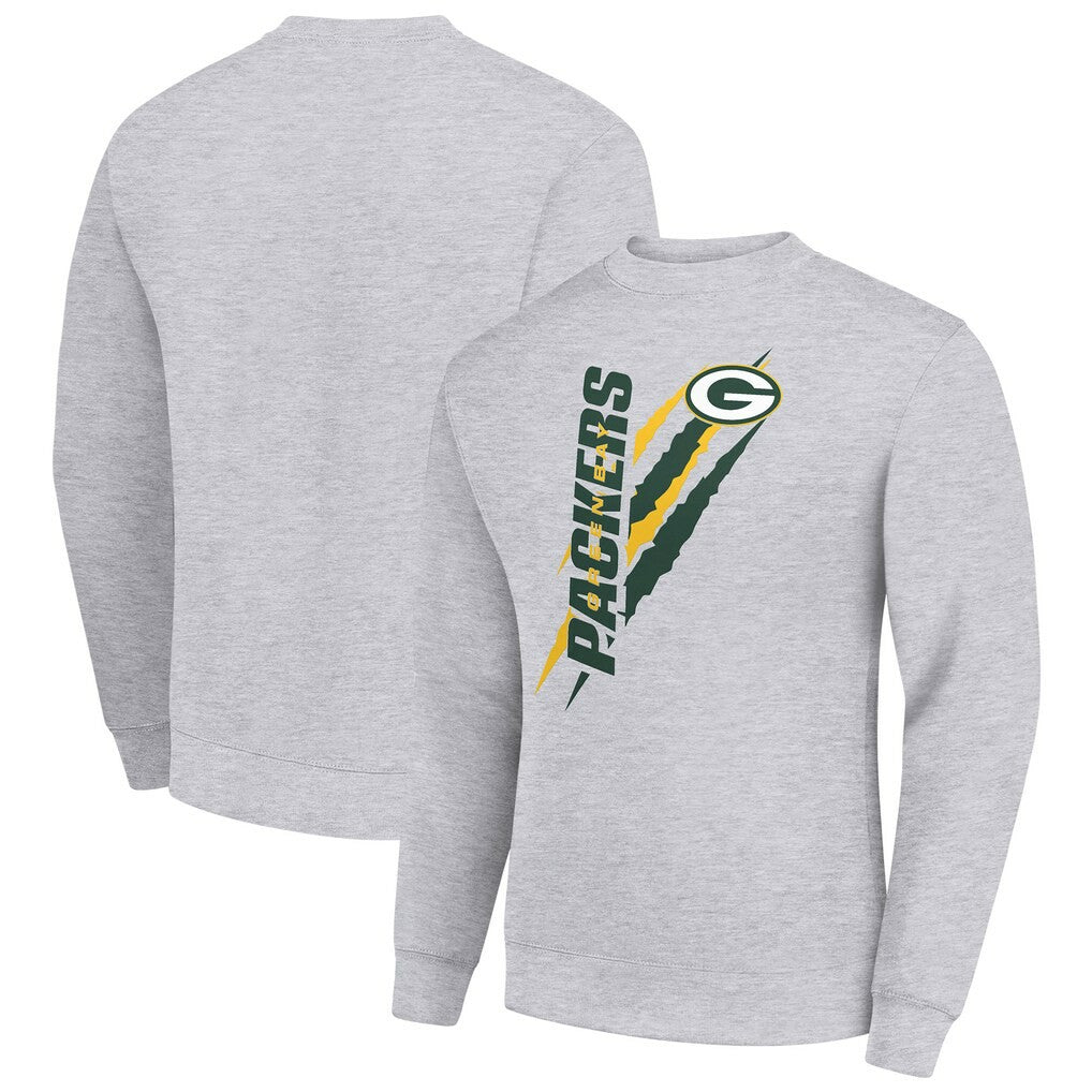 Green Bay Packers Starter Color Scratch Team Graphic Fleece Pullover Sweatshirt Heather Gray | NFL