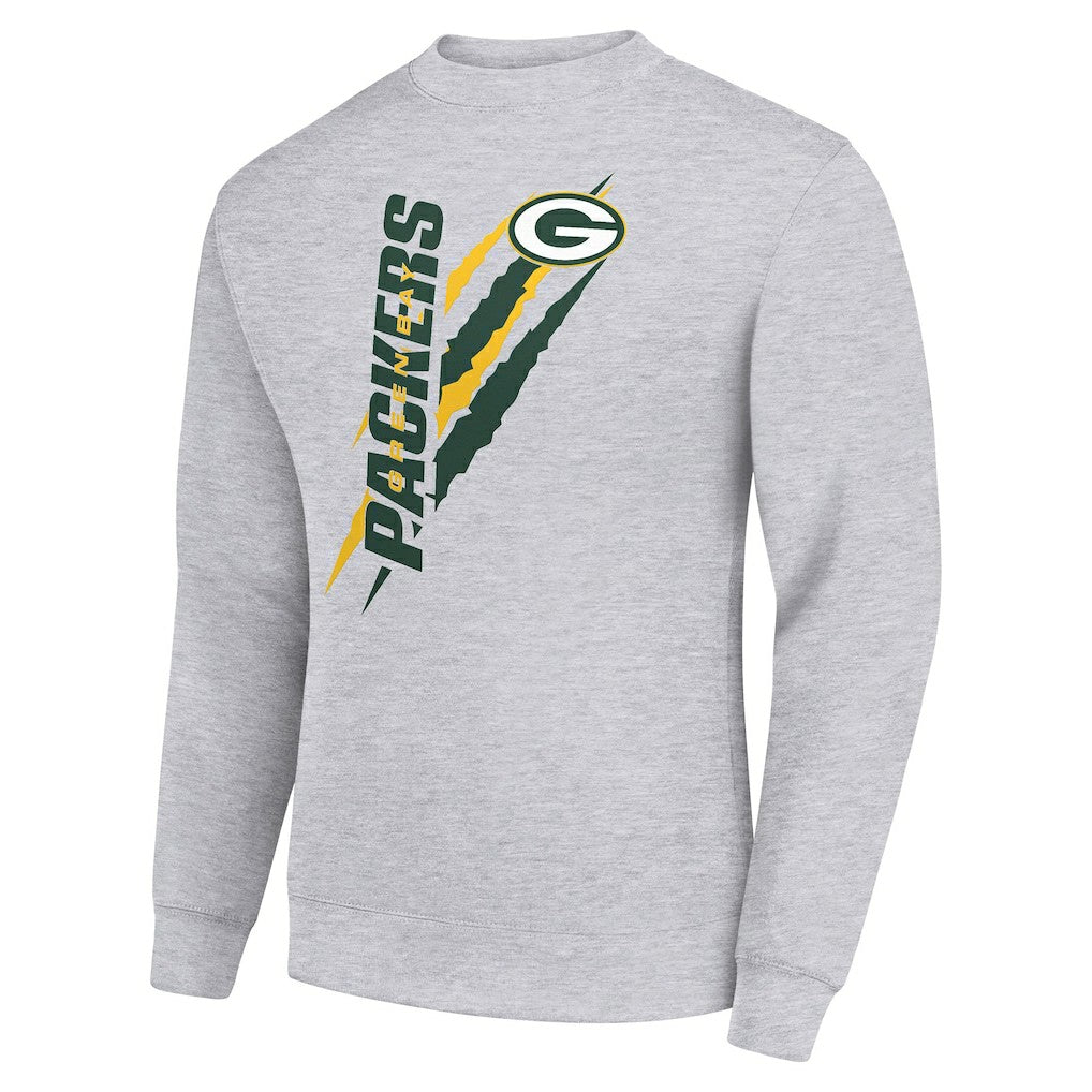 Green Bay Packers Starter Color Scratch Team Graphic Fleece Pullover Sweatshirt Heather Gray | NFL