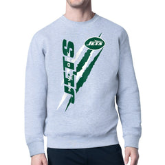 New York Jets Starter Color Scratch Team Graphic Fleece Pullover Sweatshirt Heather Gray | NFL