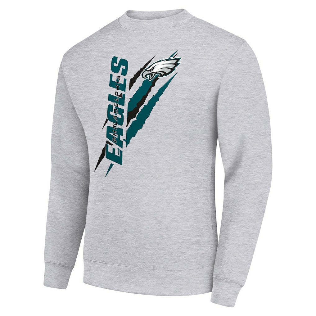 Philadelphia Eagles Starter Color Scratch Team Graphic Fleece Pullover Sweatshirt Heather Gray | NFL