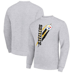 Pittsburgh Steelers Starter Color Scratch Team Graphic Fleece Pullover Sweatshirt Heather Gray | NFL