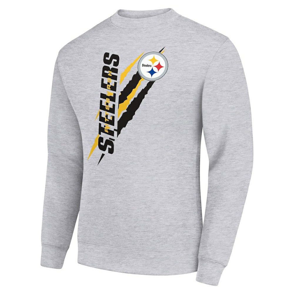 Pittsburgh Steelers Starter Color Scratch Team Graphic Fleece Pullover Sweatshirt Heather Gray | NFL