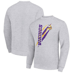 Minnesota Vikings Starter Color Scratch Team Graphic Fleece Pullover Sweatshirt Heather Gray | NFL