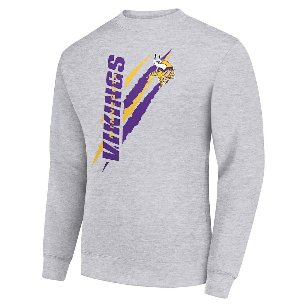 Minnesota Vikings Starter Color Scratch Team Graphic Fleece Pullover Sweatshirt Heather Gray | NFL