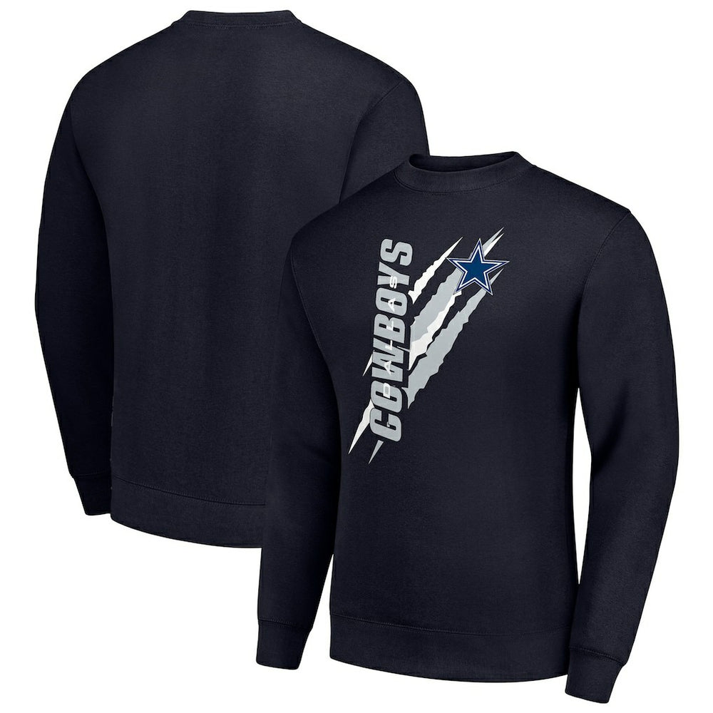 Dallas Cowboys Starter Color Scratch Team Graphic Fleece Pullover Sweatshirt Navy | NFL