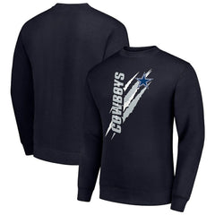 Dallas Cowboys Starter Color Scratch Team Graphic Fleece Pullover Sweatshirt Navy | NFL