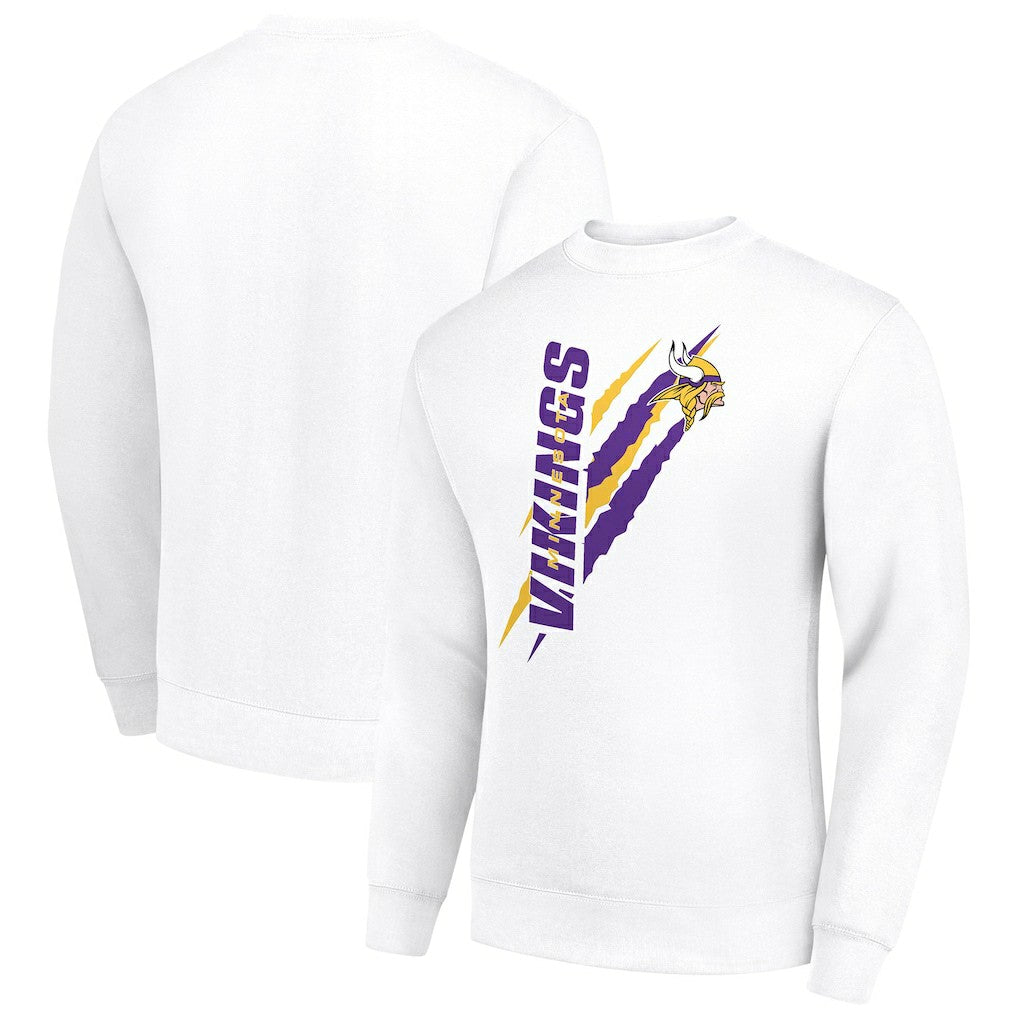 Minnesota Vikings Starter Color Scratch Team Graphic Fleece Pullover Sweatshirt White | NFL