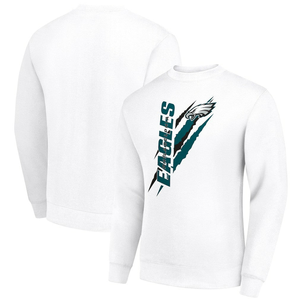 Philadelphia Eagles Starter Color Scratch Team Graphic Fleece Pullover Sweatshirt White | NFL