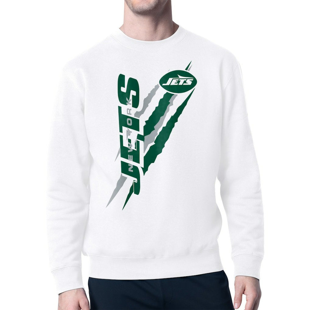 New York Jets Starter Color Scratch Team Graphic Fleece Pullover Sweatshirt White | NFL