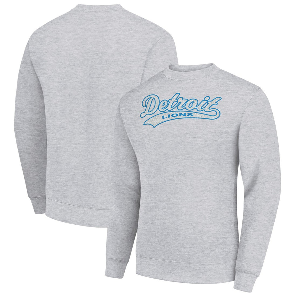 Detroit Lions Starter Tailsweep Team Graphic Tri-Blend Fleece Pullover Sweatshirt Heather Gray | NFL
