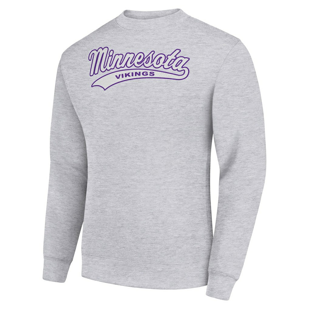 Minnesota Vikings Starter Tailsweep Team Graphic Tri-Blend Fleece Pullover Sweatshirt Heather Gray | NFL