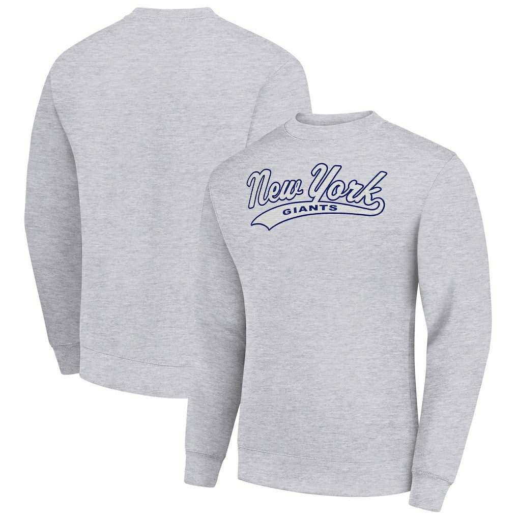 New York Giants Starter Tailsweep Team Graphic Tri-Blend Fleece Pullover Sweatshirt Heather Gray | NFL