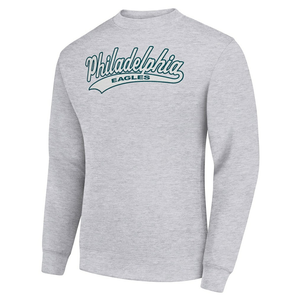 Philadelphia Eagles Starter Tailsweep Team Graphic Tri-Blend Fleece Pullover Sweatshirt Heather Gray | NFL