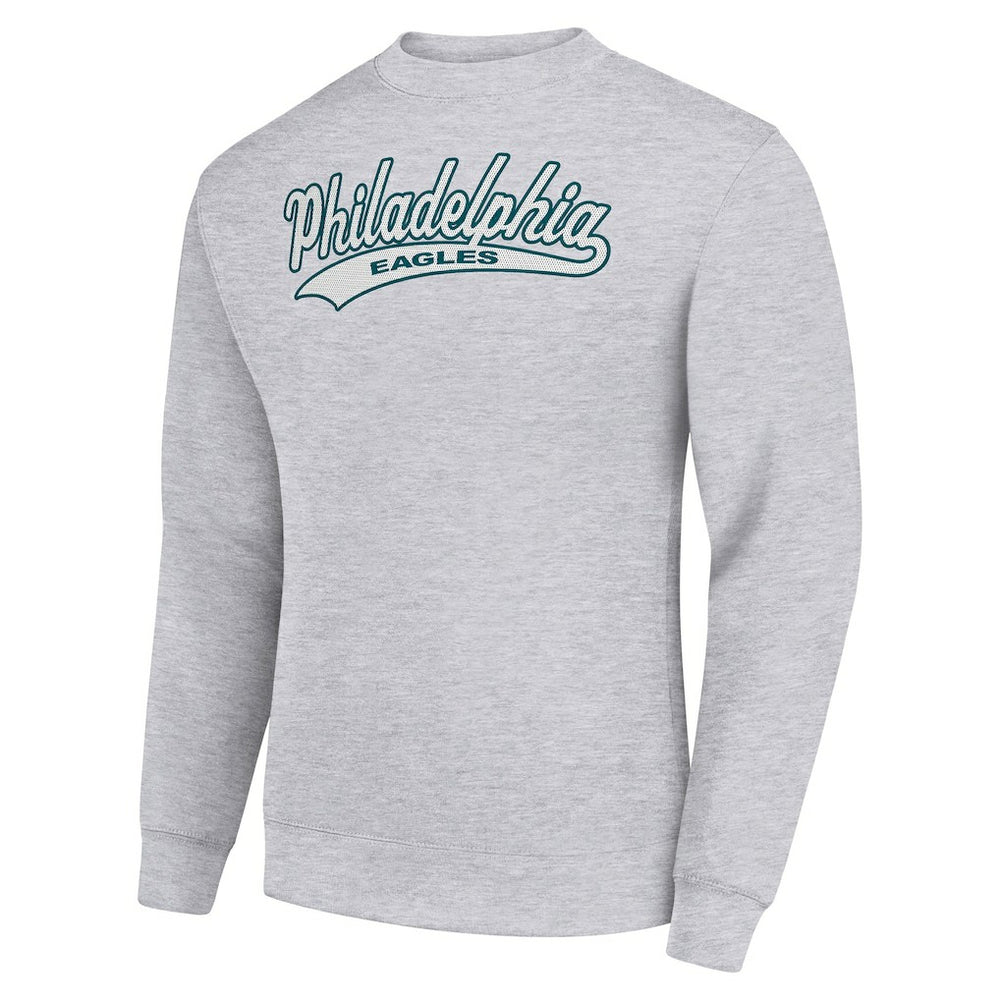 Philadelphia Eagles Starter Tailsweep Team Graphic Tri-Blend Fleece Pullover Sweatshirt Heather Gray | NFL