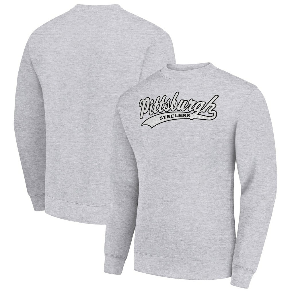 Pittsburgh Steelers Starter Tailsweep Team Graphic Tri-Blend Fleece Pullover Sweatshirt Heather Gray | NFL