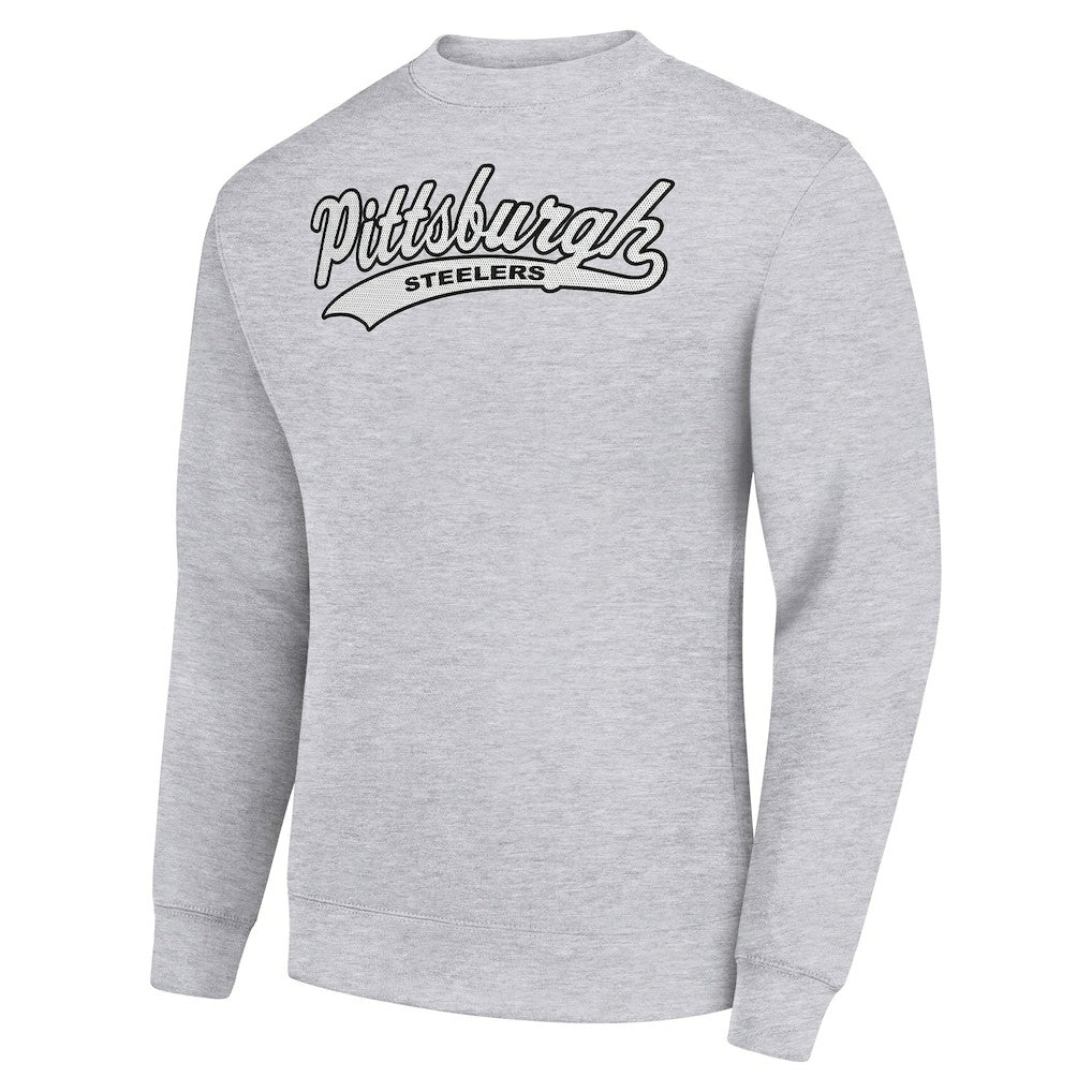 Pittsburgh Steelers Starter Tailsweep Team Graphic Tri-Blend Fleece Pullover Sweatshirt Heather Gray | NFL