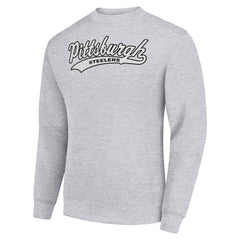 Pittsburgh Steelers Starter Tailsweep Team Graphic Tri-Blend Fleece Pullover Sweatshirt Heather Gray | NFL