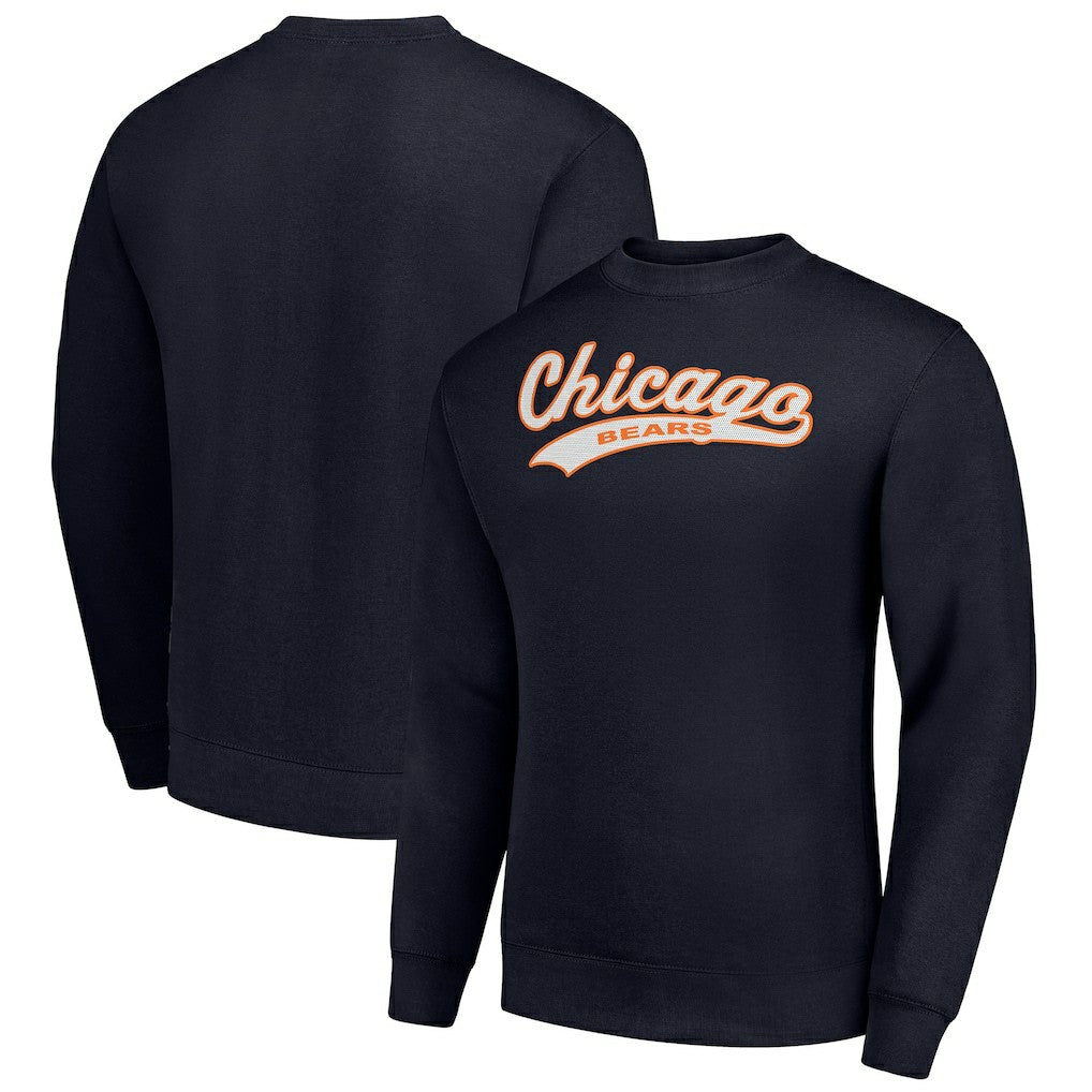Chicago Bears Starter Tailsweep Team Graphic Tri-Blend Fleece Pullover Sweatshirt Navy | NFL