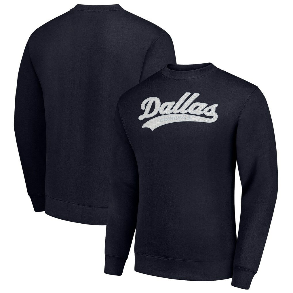 Dallas Cowboys Starter Tailsweep Team Graphic Tri-Blend Fleece Pullover Sweatshirt Navy | NFL
