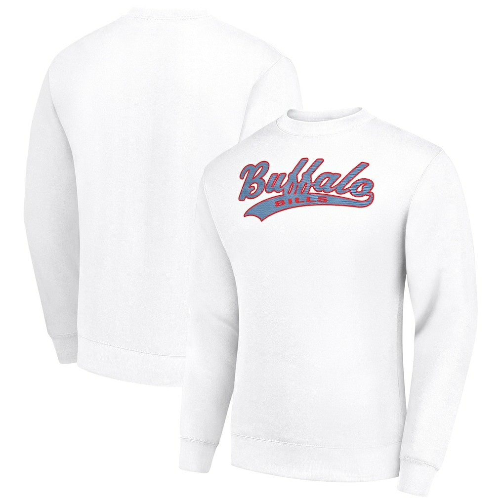 Buffalo Bills Starter Tailsweep Team Graphic Tri-Blend Fleece Pullover Sweatshirt White | NFL