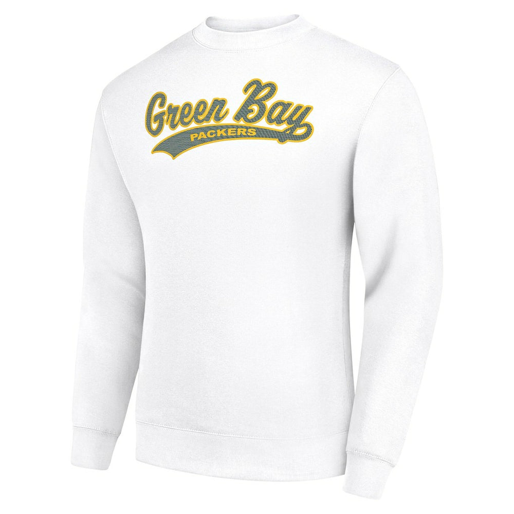 Green Bay Packers Starter Tailsweep Team Graphic Tri-Blend Fleece Pullover Sweatshirt White | NFL