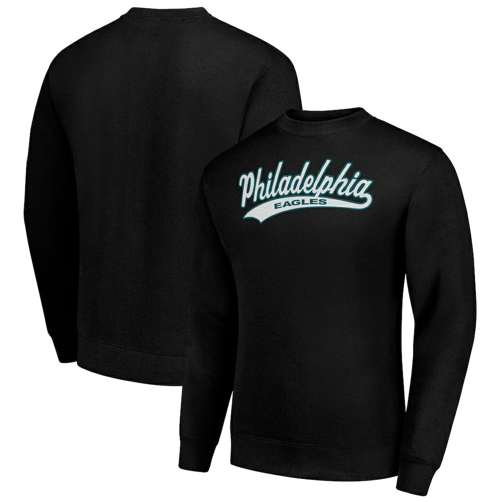 Philadelphia Eagles Starter Tailsweep Team Graphic Tri-Blend Fleece Pullover Sweatshirt Black | NFL