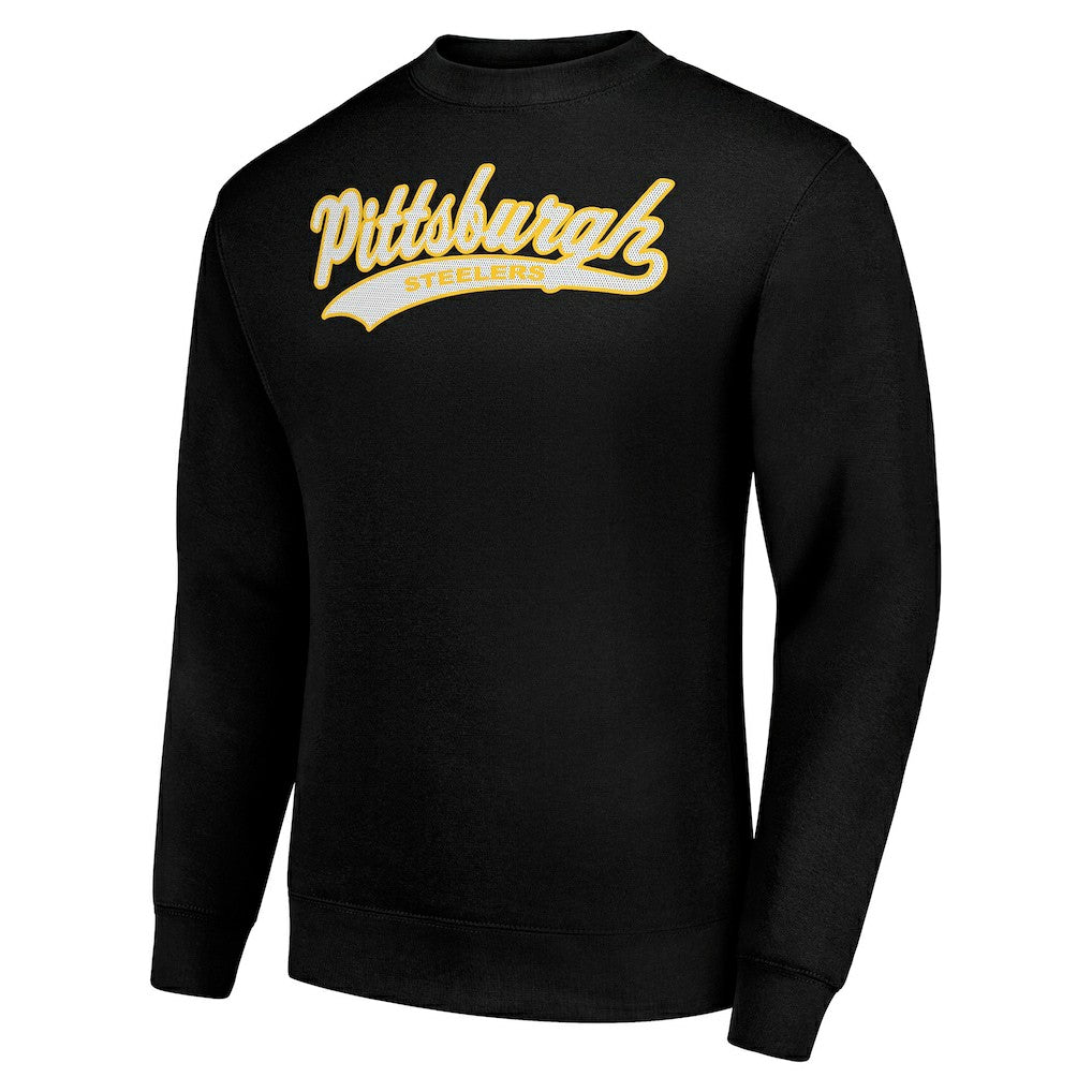 Pittsburgh Steelers Starter Tailsweep Team Graphic Tri-Blend Fleece Pullover Sweatshirt Black | NFL