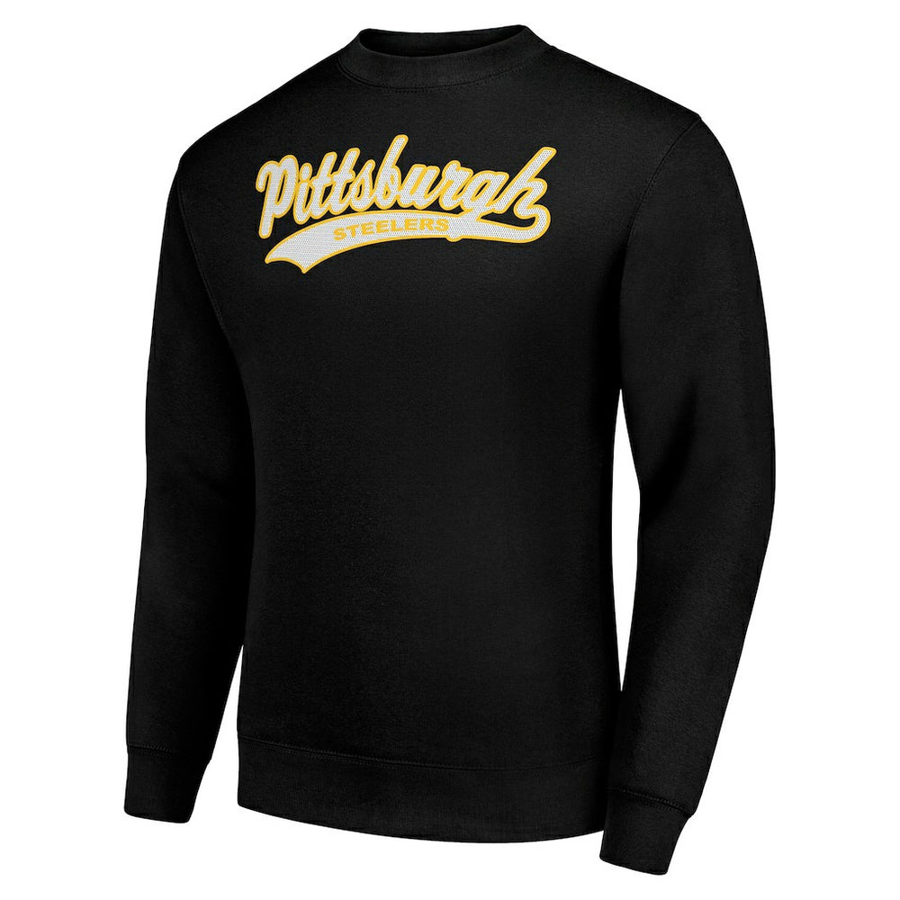 Pittsburgh Steelers Starter Tailsweep Team Graphic Tri-Blend Fleece Pullover Sweatshirt Black | NFL