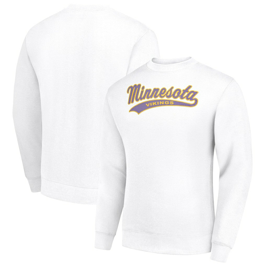 Minnesota Vikings Starter Tailsweep Team Graphic Tri-Blend Fleece Pullover Sweatshirt White | NFL