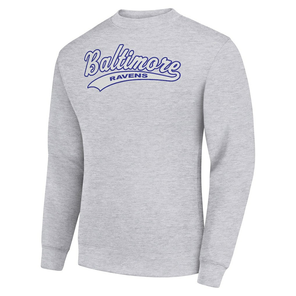 Baltimore Ravens Starter Tailsweep Team Graphic Tri-Blend Fleece Pullover Sweatshirt Heather Gray | NFL