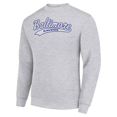 Baltimore Ravens Starter Tailsweep Team Graphic Tri-Blend Fleece Pullover Sweatshirt Heather Gray | NFL