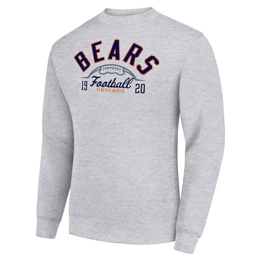 Chicago Bears Starter Half Ball Team Graphic Tri-Blend Fleece Pullover Sweatshirt Heather Gray | NFL