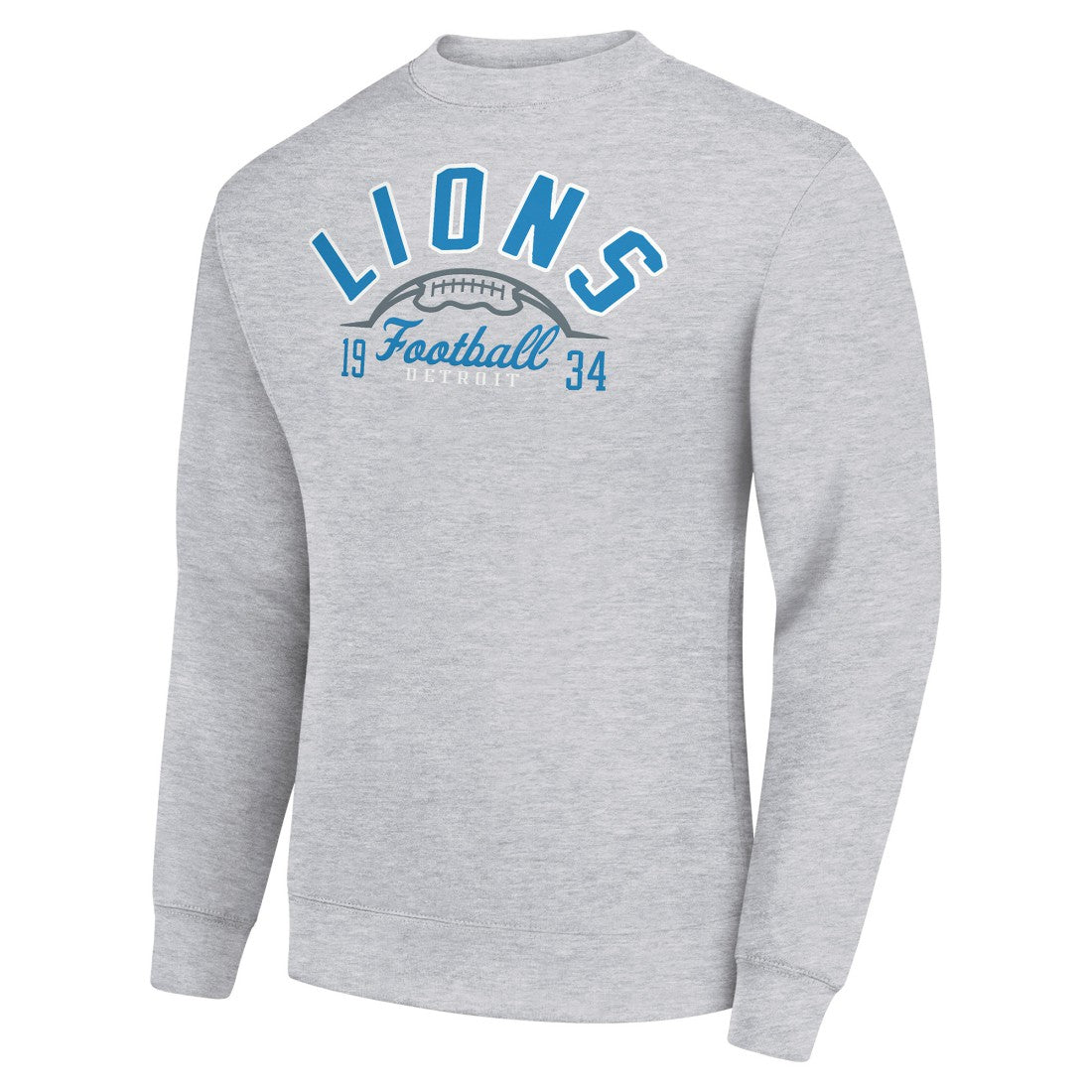 Detroit Lions Starter Half Ball Team Graphic Tri-Blend Fleece Pullover Sweatshirt Heather Gray | NFL