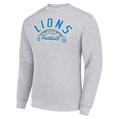 Detroit Lions Starter Half Ball Team Graphic Tri-Blend Fleece Pullover Sweatshirt Heather Gray | NFL