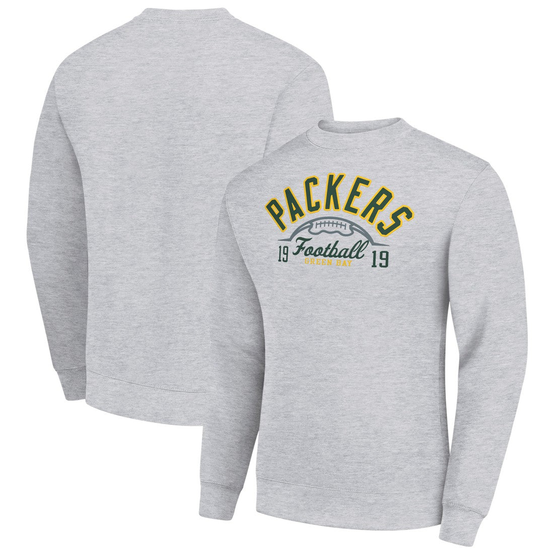 Green Bay Packers Starter Half Ball Team Graphic Tri-Blend Fleece Pullover Sweatshirt Heather Gray | NFL