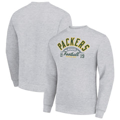 Green Bay Packers Starter Half Ball Team Graphic Tri-Blend Fleece Pullover Sweatshirt Heather Gray | NFL