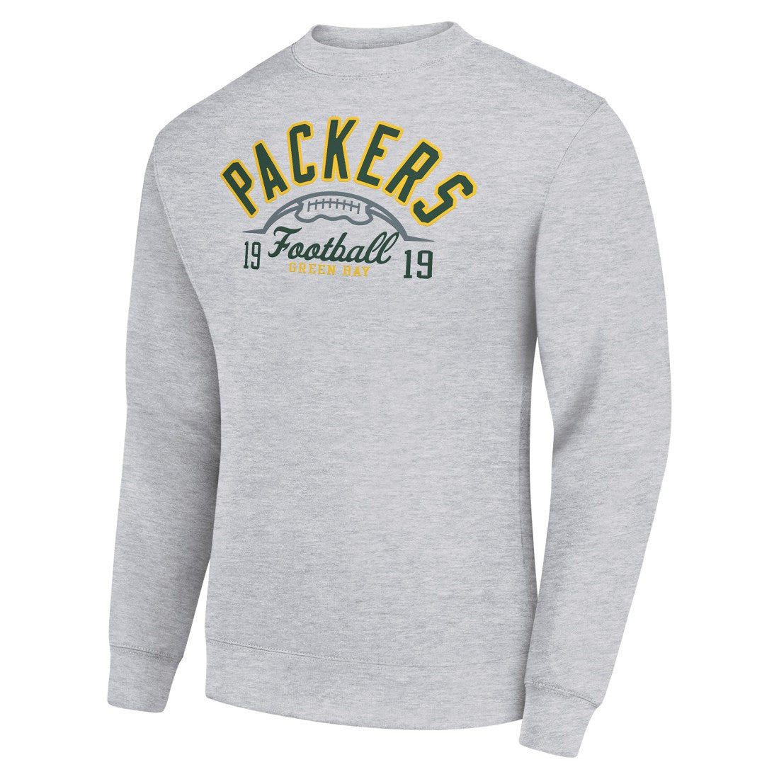 Green Bay Packers Starter Half Ball Team Graphic Tri-Blend Fleece Pullover Sweatshirt Heather Gray | NFL