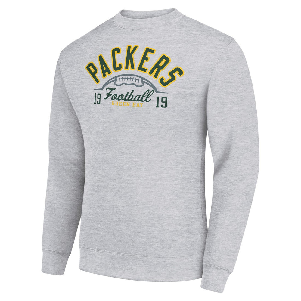 Green Bay Packers Starter Half Ball Team Graphic Tri-Blend Fleece Pullover Sweatshirt Heather Gray | NFL