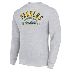 Green Bay Packers Starter Half Ball Team Graphic Tri-Blend Fleece Pullover Sweatshirt Heather Gray | NFL