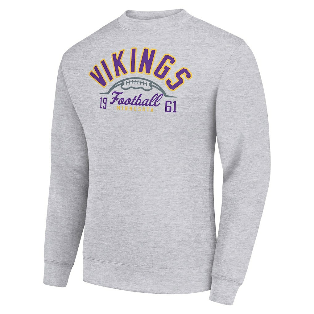 Minnesota Vikings Starter Half Ball Team Graphic Tri-Blend Fleece Pullover Sweatshirt Heather Gray | NFL