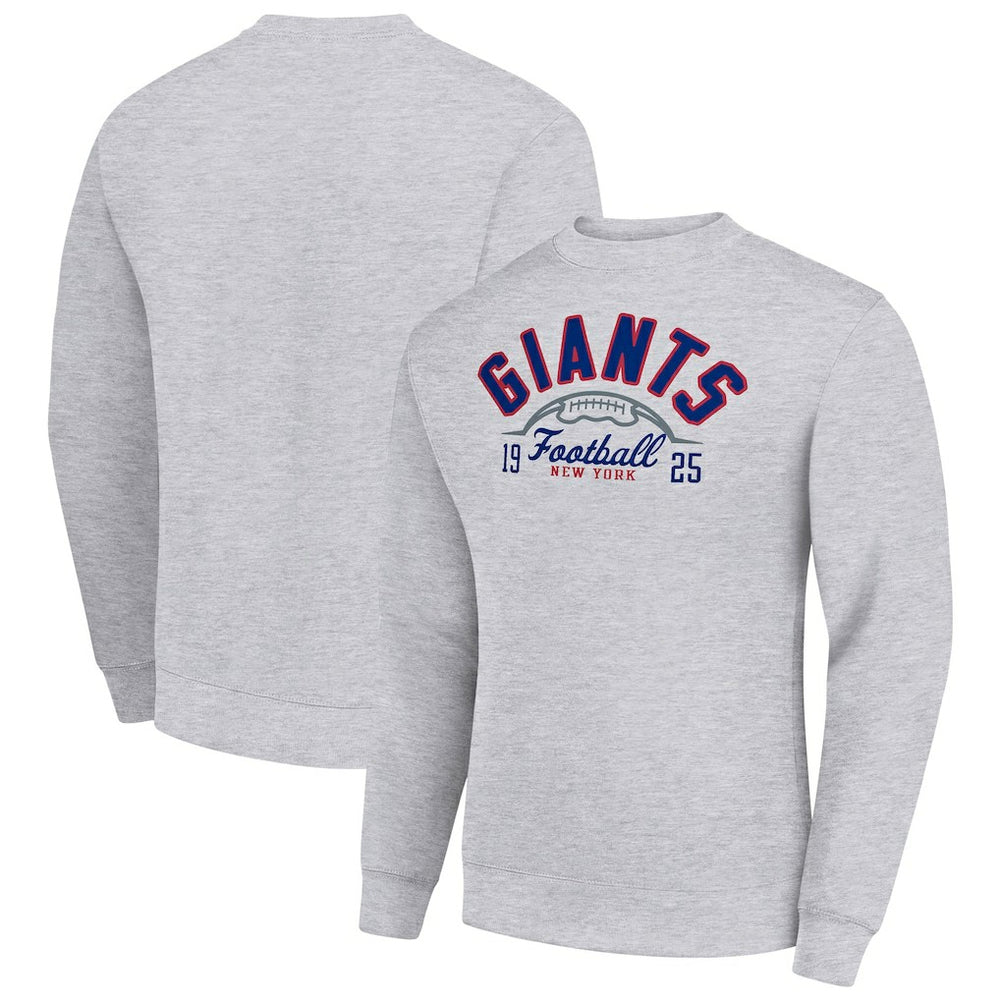New York Giants Starter Half Ball Team Graphic Tri-Blend Fleece Pullover Sweatshirt Heather Gray | NFL