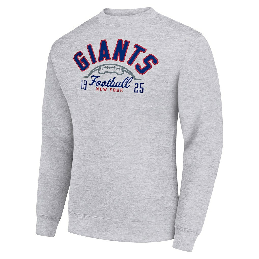 New York Giants Starter Half Ball Team Graphic Tri-Blend Fleece Pullover Sweatshirt Heather Gray | NFL