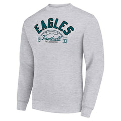 Philadelphia Eagles Starter Half Ball Team Graphic Tri-Blend Fleece Pullover Sweatshirt Heather Gray | NFL