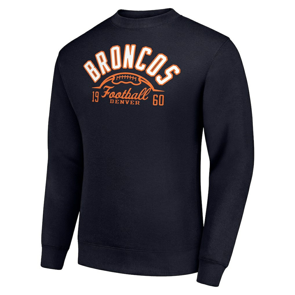 Denver Broncos Starter Half Ball Team Graphic Tri-Blend Fleece Pullover Sweatshirt Navy | NFL