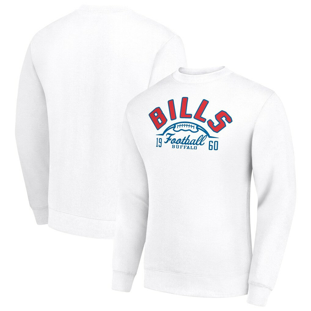 Buffalo Bills Starter Half Ball Team Graphic Tri-Blend Fleece Pullover Sweatshirt White | NFL
