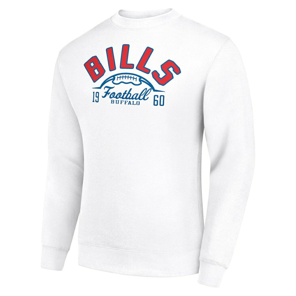 Buffalo Bills Starter Half Ball Team Graphic Tri-Blend Fleece Pullover Sweatshirt White | NFL