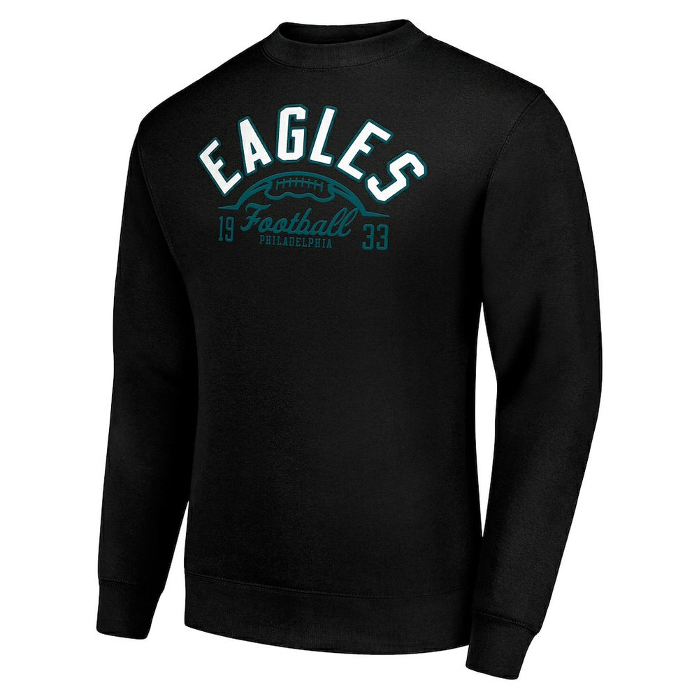 Philadelphia Eagles Starter Half Ball Team Graphic Tri-Blend Fleece Pullover Sweatshirt Black | NFL