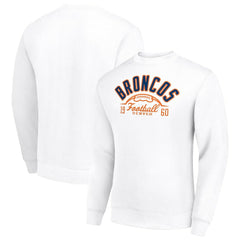 Denver Broncos Starter Half Ball Team Graphic Tri-Blend Fleece Pullover Sweatshirt White | NFL