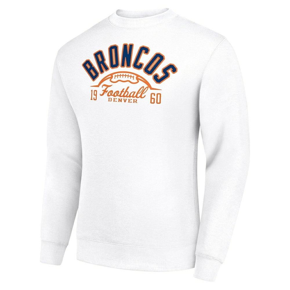 Denver Broncos Starter Half Ball Team Graphic Tri-Blend Fleece Pullover Sweatshirt White | NFL